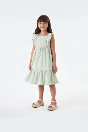Onda Marinha Infantil - Vestido em Tricoline Anarruga Feminino