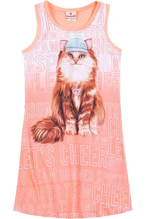 Brandili Infantil - Vestido Menina Em Cotton De Gatinho