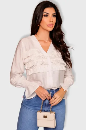 Revanche Camisa Com Babados e Manga Franzida Feminina Brezina