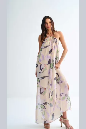 LEZ A LEZ Vestido Longo Estampado com Detalhe Alças