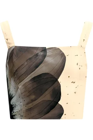 LEZ A LEZ Blusa Cropped em Viscose Estampada com Decote Reto