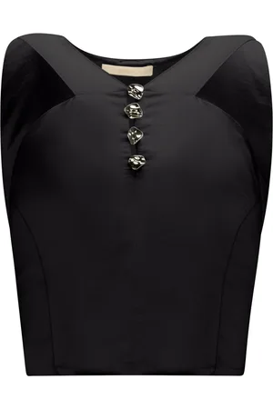 LEZ A LEZ Blusa Halter Neck Cropped com Detalhe Botões