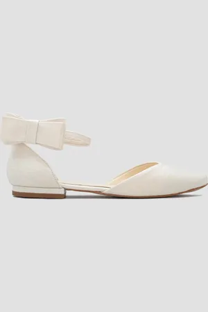 CHIBINSKI Sapatilha Noiva Com Laço CBK Velvet Off White Bege