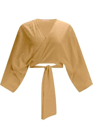 LEZ A LEZ Blusa Manga 3/4 Transpassada em Jacquard com Amarração