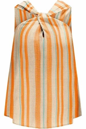 LEZ A LEZ Blusa Halter Neck em Viscose Listrada