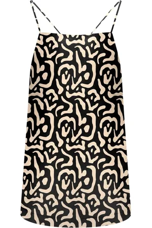 LEZ A LEZ Blusa Estampada em Linho com Amarração Costas