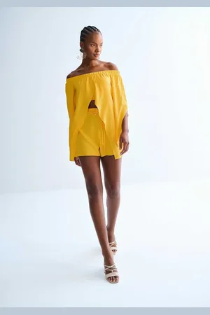 LEZ A LEZ Blusa Ombro a Ombro Assimétrica com Pontas