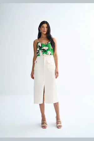 LEZ A LEZ Blusa Alças em Viscose Sarjada com Decote V