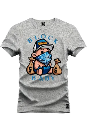 Nexstar Camiseta Estampada Confortável Algodão Block Baby