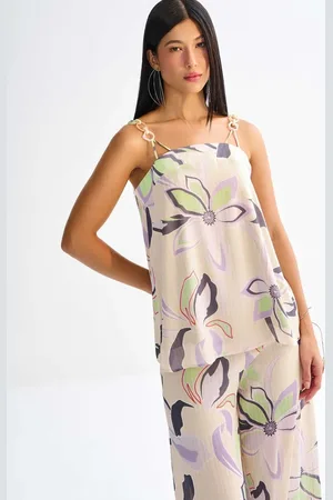 LEZ A LEZ Blusa Alongada Estampada com Detalhe Alças