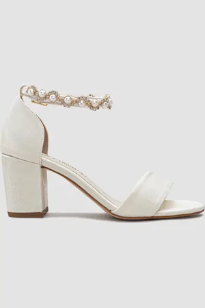 CHIBINSKI Sandália Gisele Com Pérolas Noiva CBK Velvet Off White