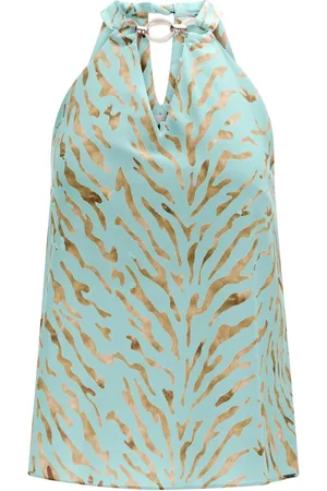 LEZ A LEZ Blusa Estampada em Chiffon com Detalhe Decote