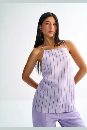 LEZ A LEZ Blusa Estampada em Linho com Amarração Costas