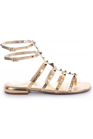 Damannu Shoes Sandália Salto Baixo Jade Spikes Dourada
