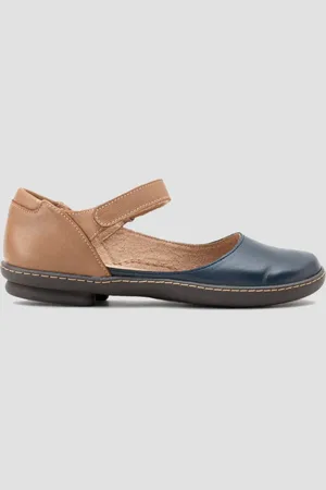 CHIBINSKI Sapato Boneca CBK Couro Azul Marinho e Marrom