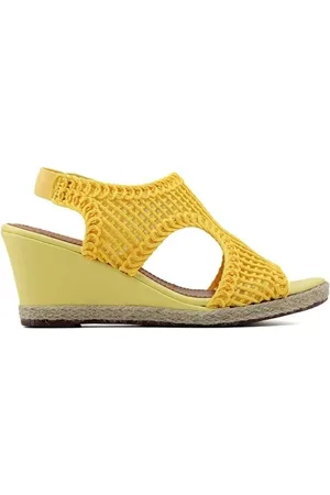 Valentina Sandália Anabela Tramada Amarelo