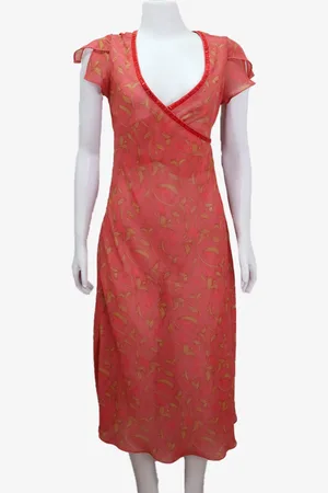 EMIGÊ Vestido Oxo Paxo Longo Vazado Floral Rosa Produto Gentilmente Usado
