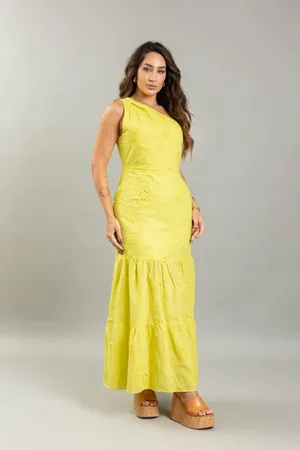 LEMIER Vestido Laise Longo Ombro Unico Feminino