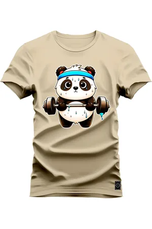 Nexstar Camiseta Estampada Confortável Algodão Panda Fitness