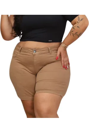 Alleppo Jeans Shorts Feminino Claro Estilo Meia Coxa Plus Size Mirella