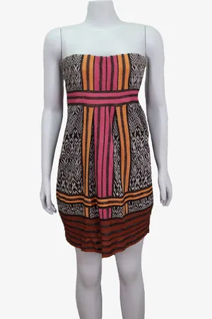 EMIGÊ Vestido Missoni Curto Simétrico Tricô Colorido Produto Gentilmente Usado