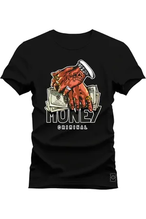 Nexstar Camiseta Estampada Confortável Algodão Money Luck