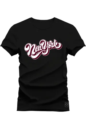 Nexstar Camiseta Estampada Confortável Algodão NewYork Scrip