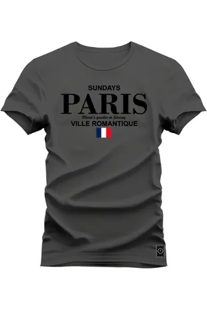 Nexstar Camiseta Estampada Confortável Algodão Paris France