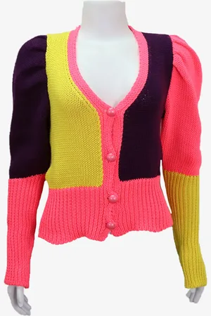 EMIGÊ Blusa Casual Tricô Bufante Colorida Produto Gentilmente Usado