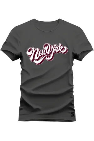 Nexstar Camiseta Estampada Confortável Algodão NewYork Scrip