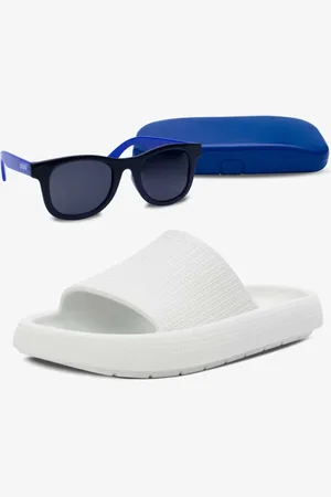 Pópidí Infantil - Kit Óculos de Sol E Chinelo Slide Nuvem Pópidi Menino Branco