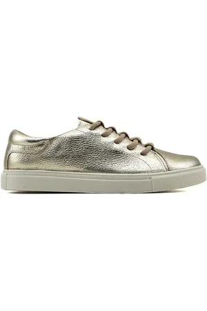 Pixolé Tênis Feminino Casual em Couro Ouro