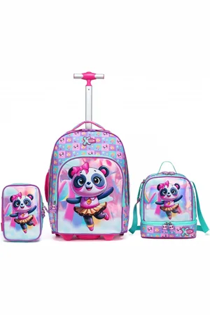 Spector Infantil - Kit Escolar Mochila Panda Carrinho Resistente Feminina