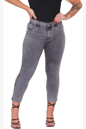Alleppo Jeans Calça Feminina Capri Preta/Jeans Grafite