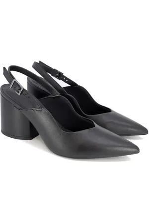 USAFLEX Scarpin Couro Slingback Feminino - Preto