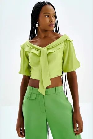 LEZ A LEZ Blusa Ombro a Ombro em Viscose com Laço