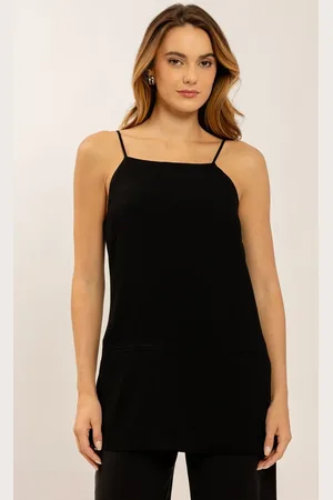 LEZ A LEZ Blusa Alongada em Crepe com Decote Reto