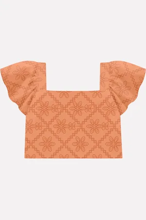 MILON Infantil - Blusa Cropped Menina em Laise