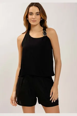 LEZ A LEZ Blusa em Viscose com Decote Assimétrico e Detalhe