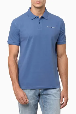 Calvin Klein Polo Masculina Logo - Indigo