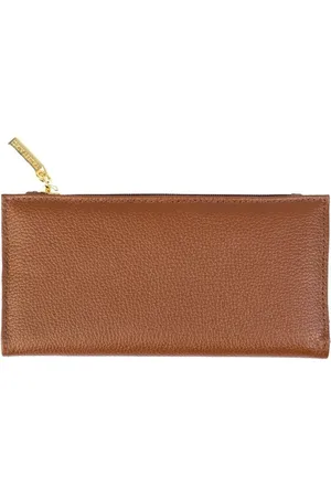 Andrea Vinci Carteira feminina de couro liso Cléo 9,5x19cm - Whisky