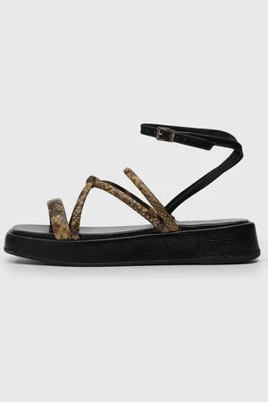Jorge bischoff Sandália Flatform Couro Cobra Preta