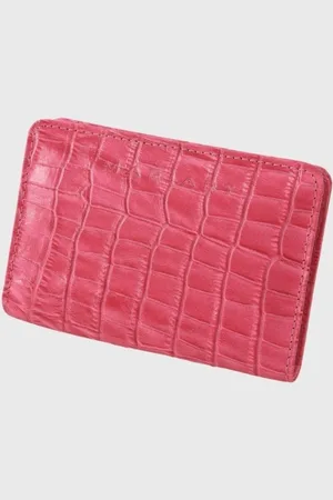 Mariart Carteira de Couro Garnet Croco Pink
