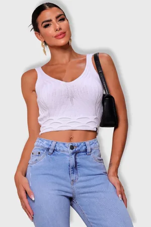 Revanche Regata Cropped De Tricot Detalhe Texturado Feminina Laroya