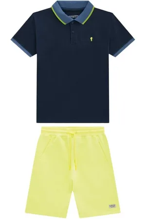 Onda Marinha Infantil - Conjunto Polo em Piquet e Bermuda Moletinho