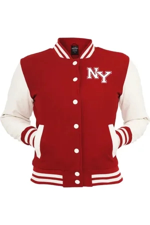 College4EVER Jaqueta College Americana Vermelha New York City bordada