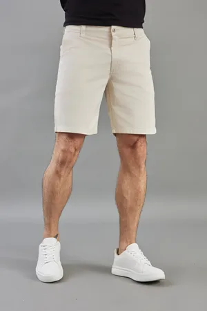 Dialogo Jeans Bermuda de Sarja Masculina Sport Fino Slim Color Dialogo Areia