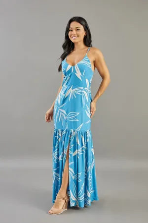 LEMIER Vestido Longo Floral Com Abertura Feminino Collection