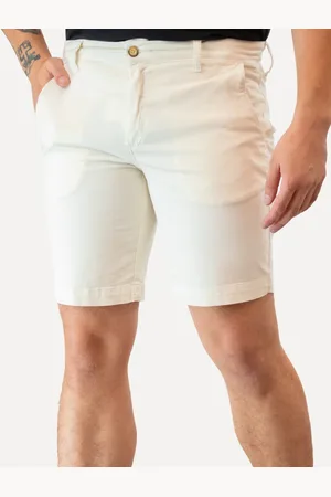 Sergio K. Bermuda Masculina Chino Sarja Elastano Off-White