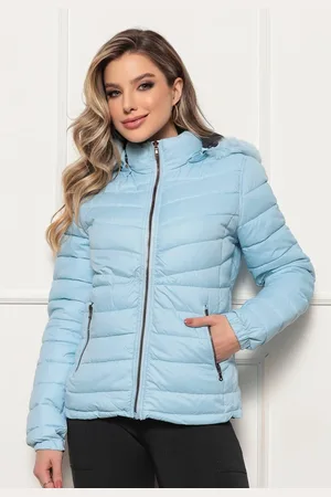 Avec Jaqueta Puffer Feminina Bobojaco Dupla Face com Capuz Duas Cores Tendência Inverno